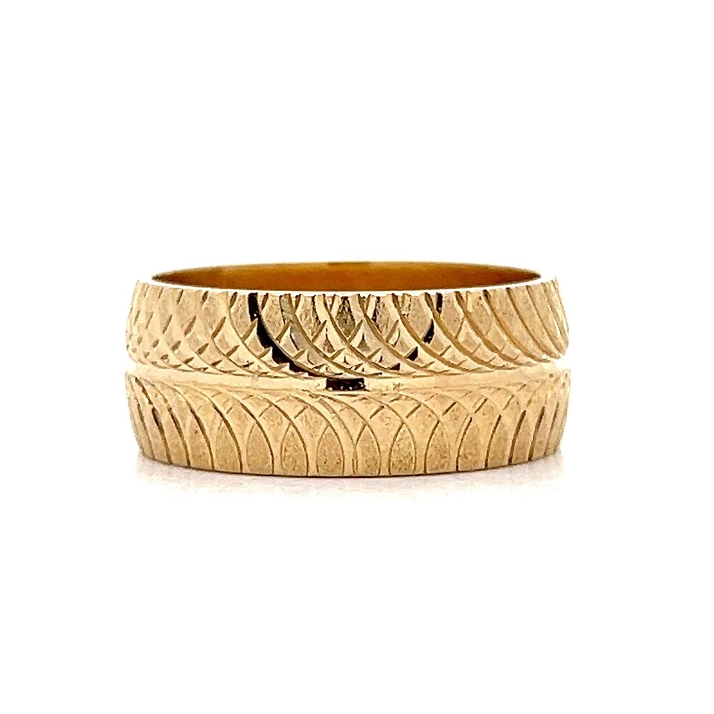 8mm Men's Double Swirl Band in 14k Yellow Gold