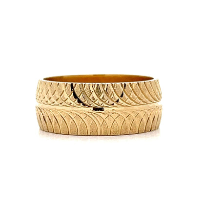 8mm Men's Double Swirl Band in 14k Yellow Gold