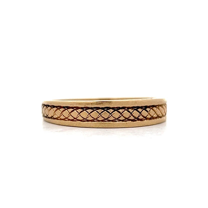 Men's Etched Tapered Wedding Band in 14k