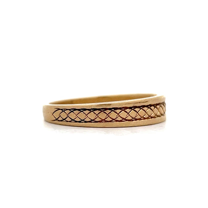 Men's Etched Tapered Wedding Band in 14k