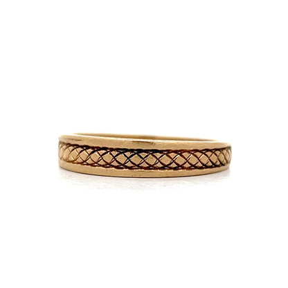 Men's Etched Tapered Wedding Band in 14k