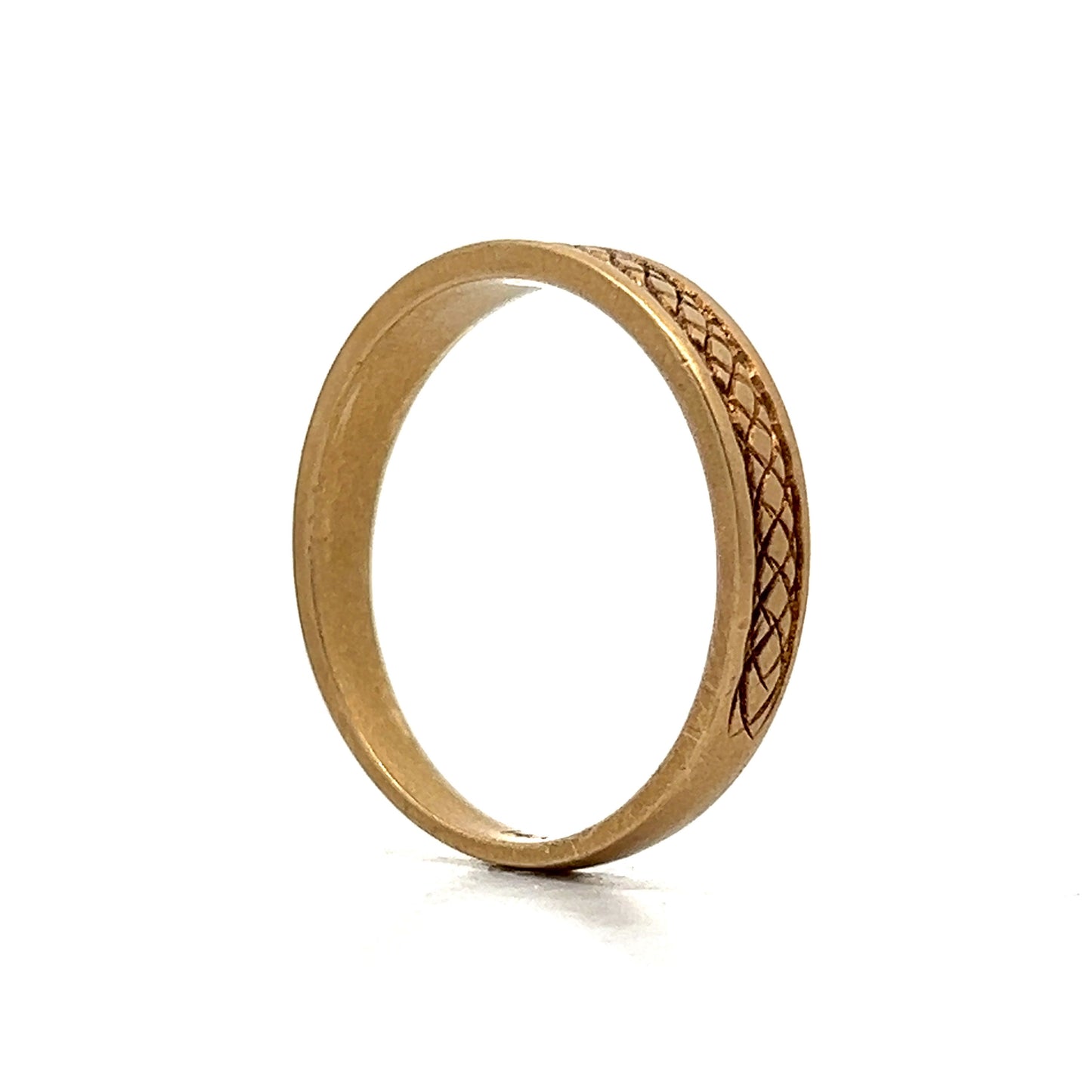 Men's Etched Tapered Wedding Band in 14k