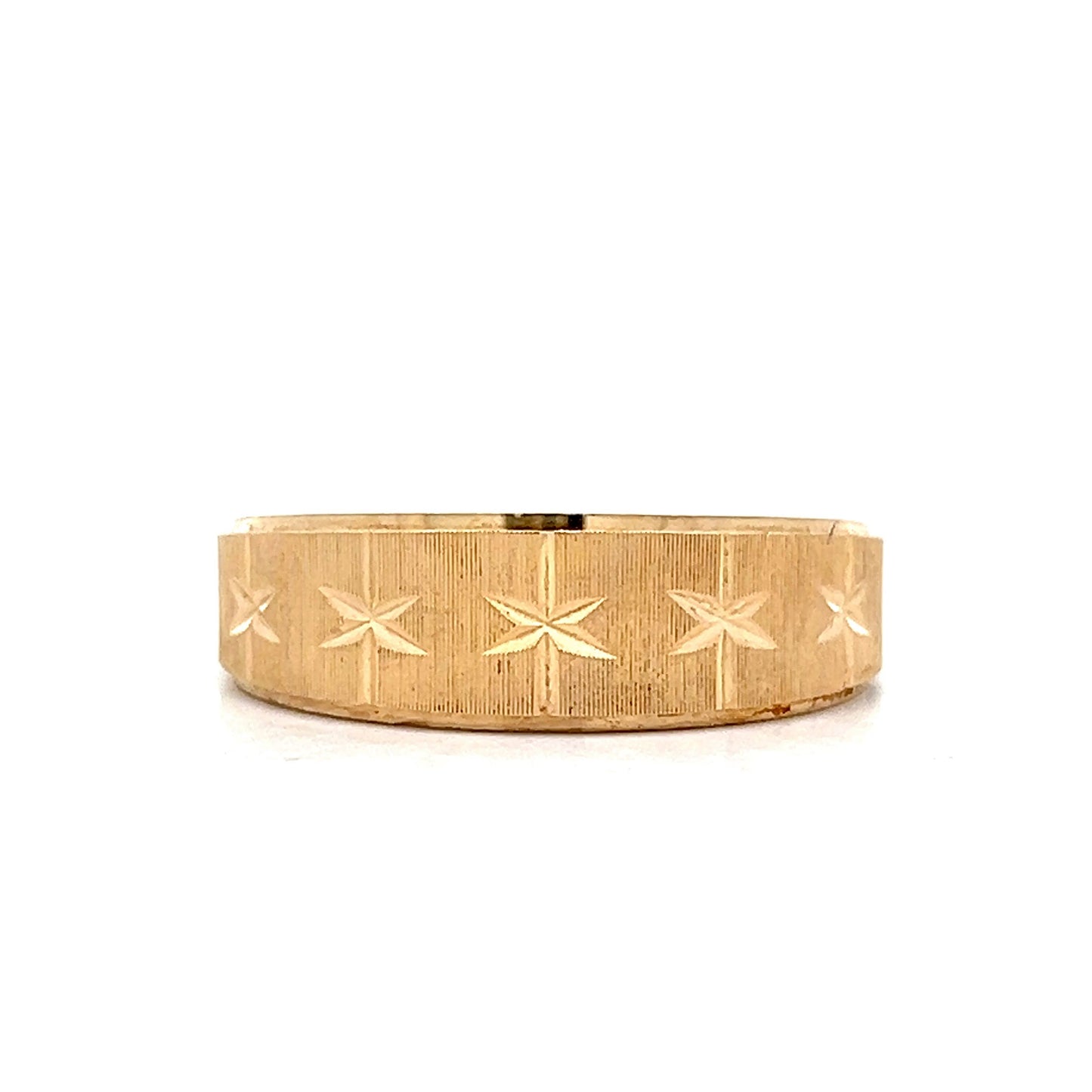 Vintage 1950's Star Wedding Band in 14k Yellow Gold