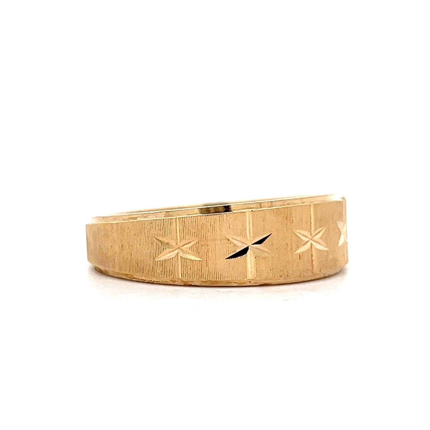 Vintage 1950's Star Wedding Band in 14k Yellow Gold