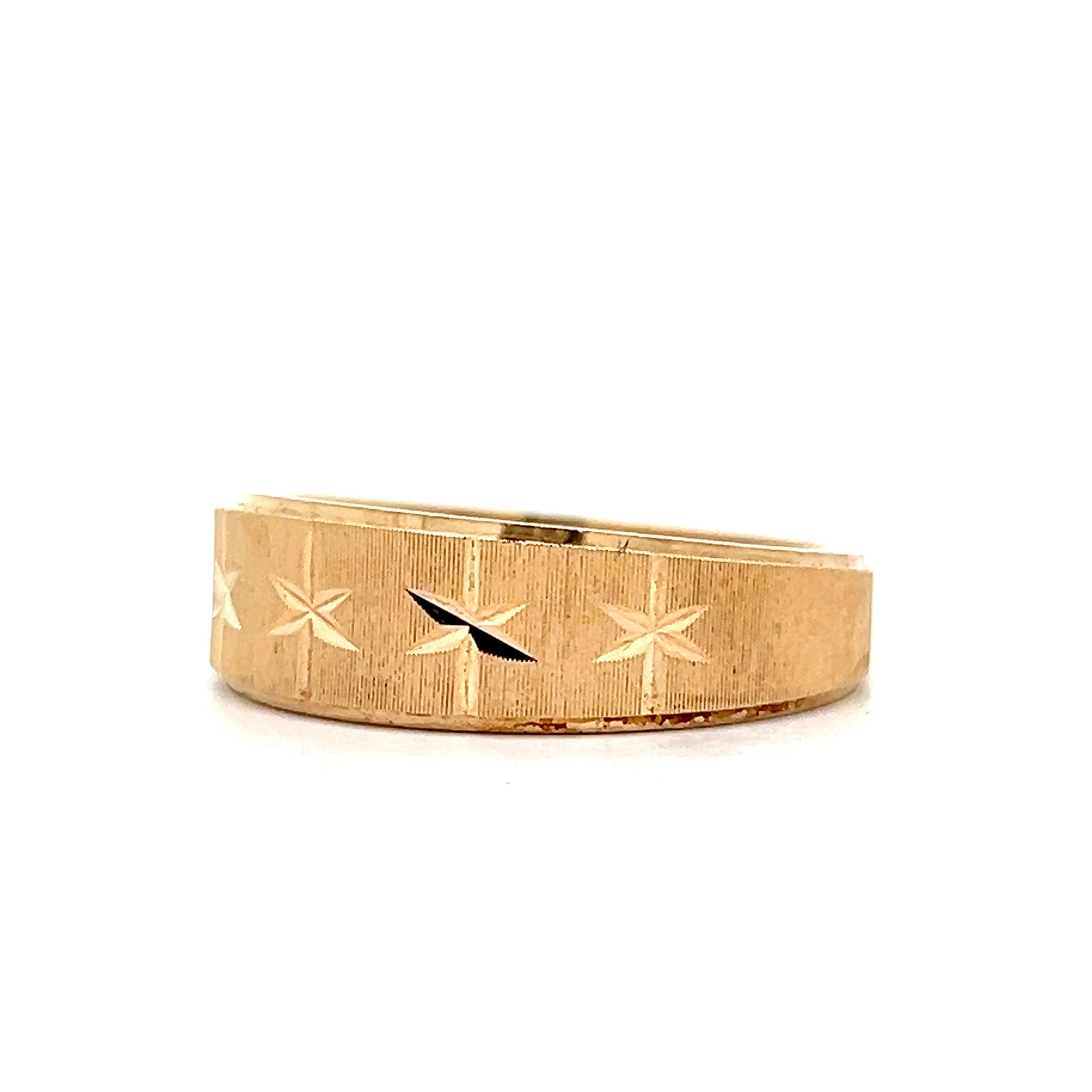 Vintage 1950's Star Wedding Band in 14k Yellow Gold – Filigree