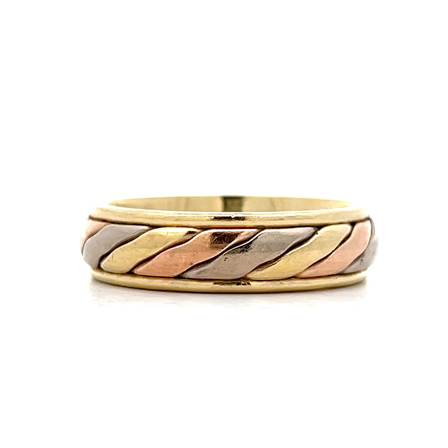 Vintage Mid-Century Tri-Tone Wedding Band in 14k