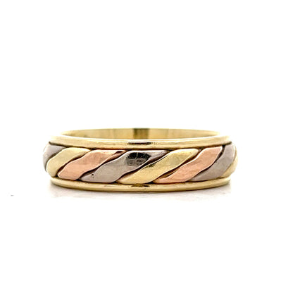 Vintage Mid-Century Tri-Tone Wedding Band in 14k