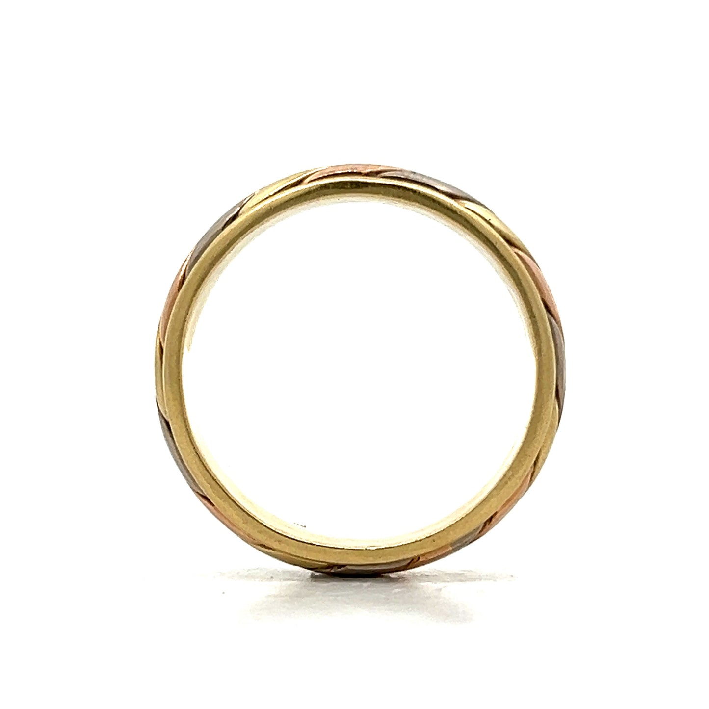 Vintage Mid-Century Tri-Tone Wedding Band in 14k