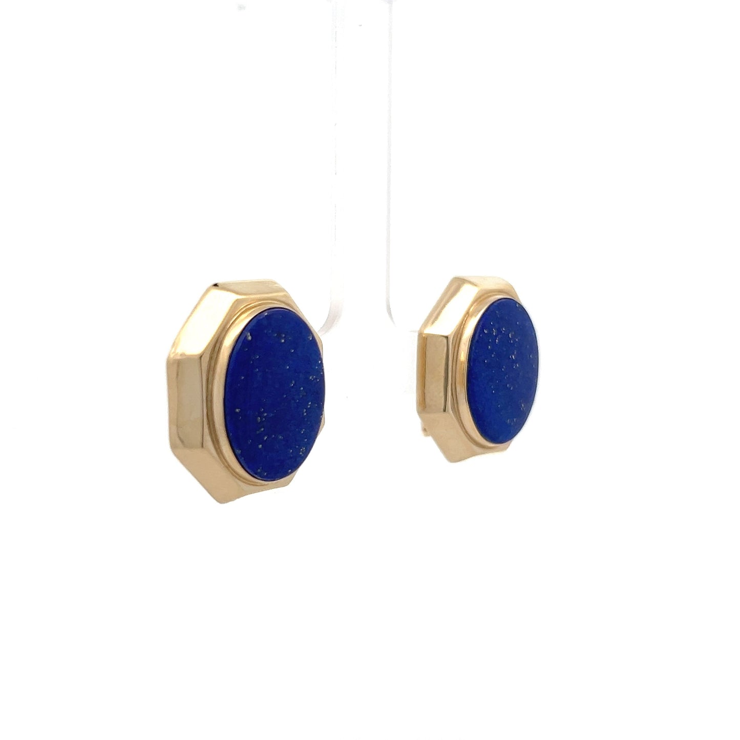 10.70 Oversized Lapis Lazuli Stud Earrings in 14k