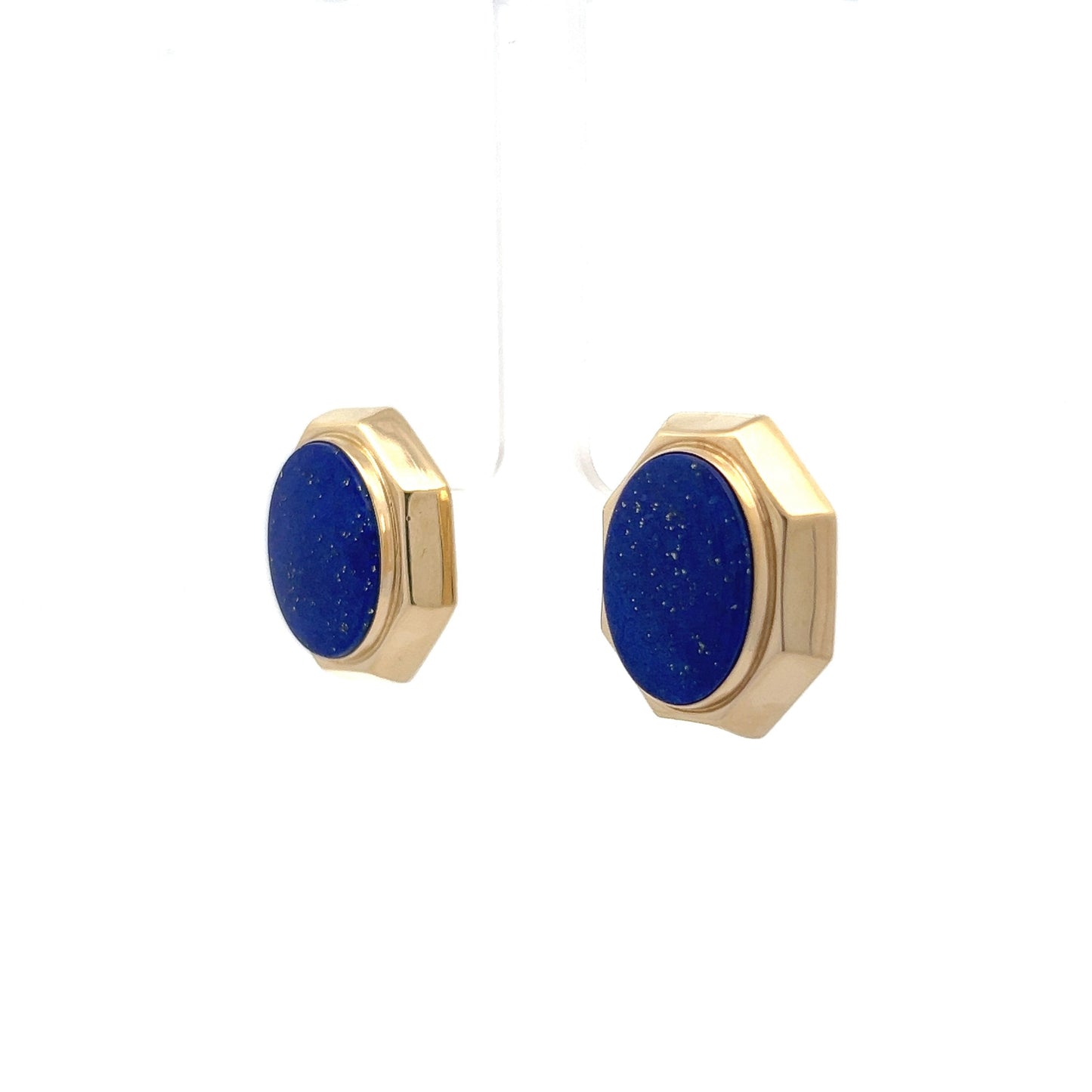 10.70 Oversized Lapis Lazuli Stud Earrings in 14k