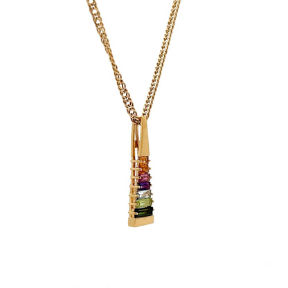 Multi-Gemstone Pyramid Pendant in 18k Yellow Gold