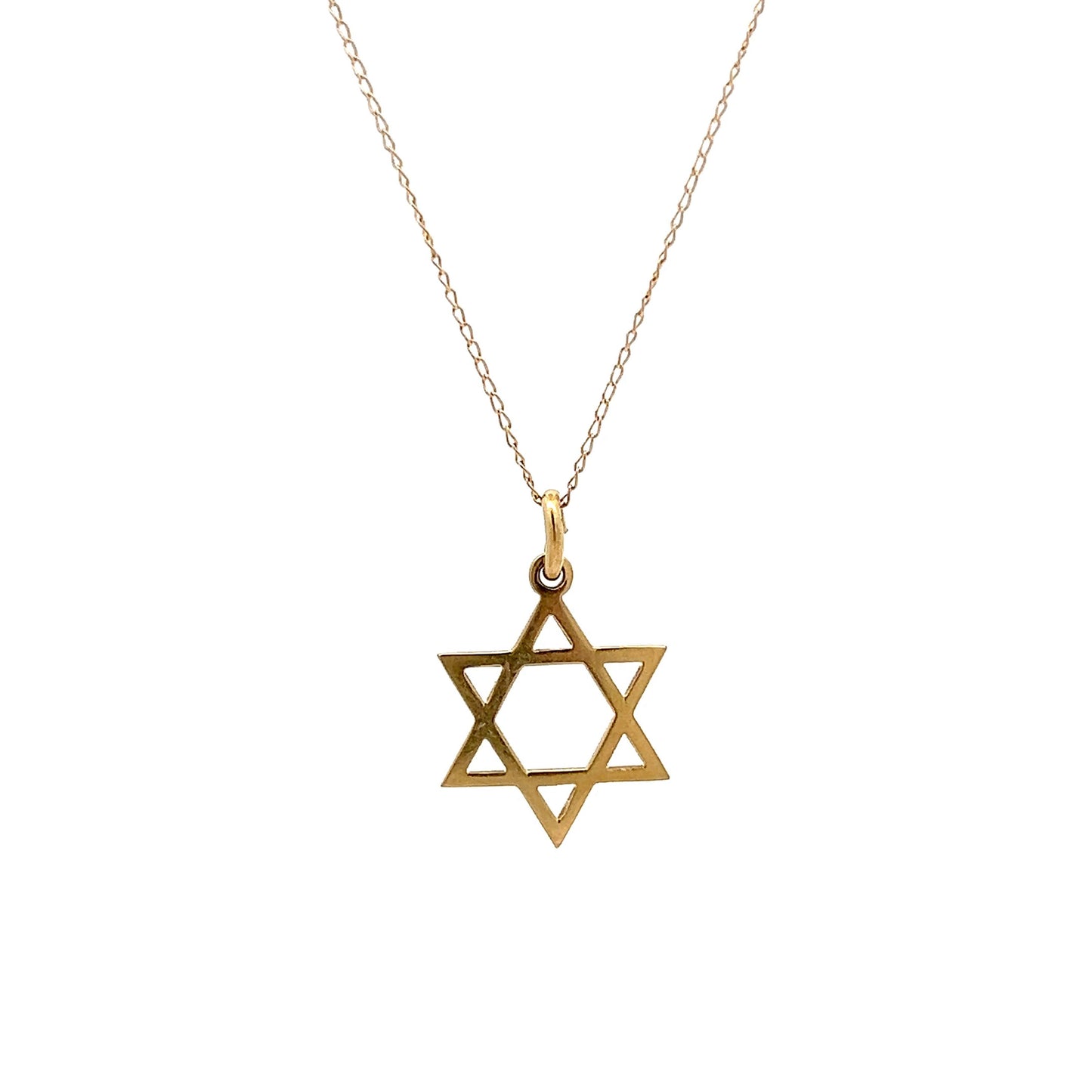 Simple Star of David Pendant Necklace in 14k Yellow Gold