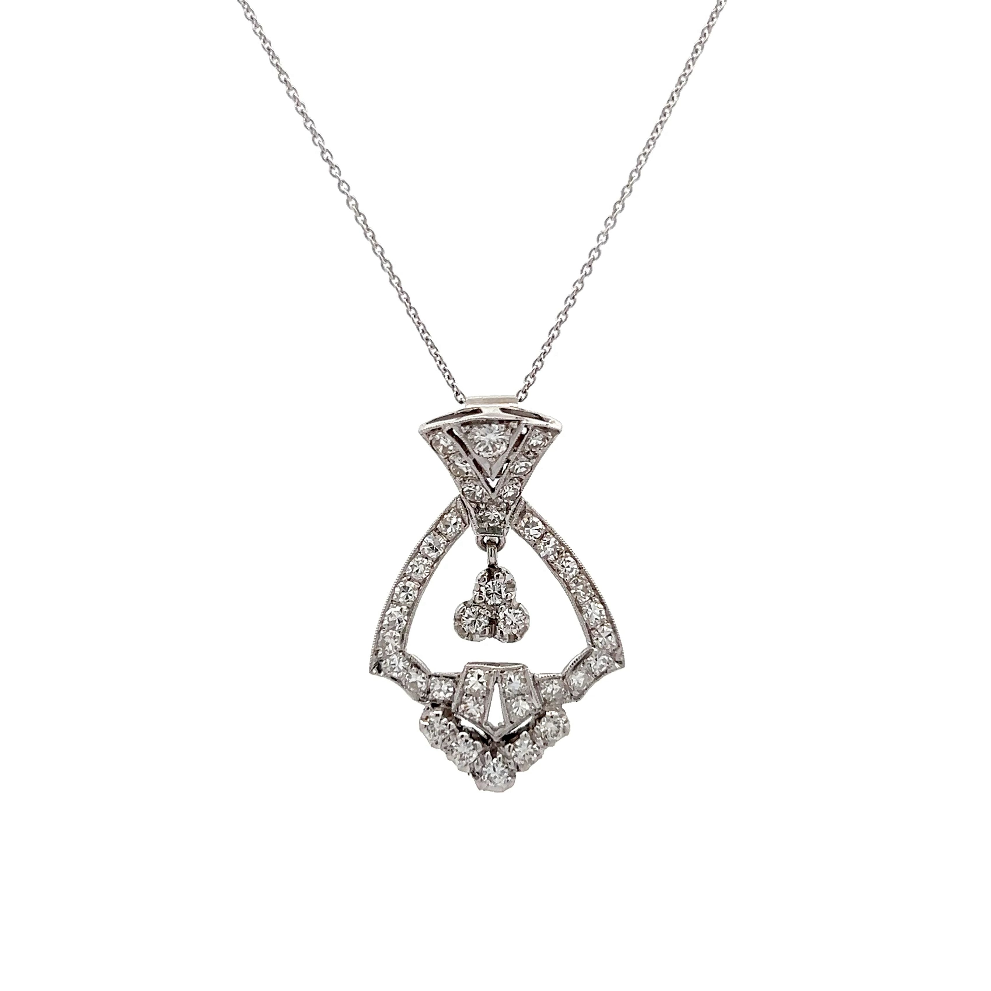 .64 Art Deco Diamond Pendant Necklace in Platinum - Filigree Jewelers