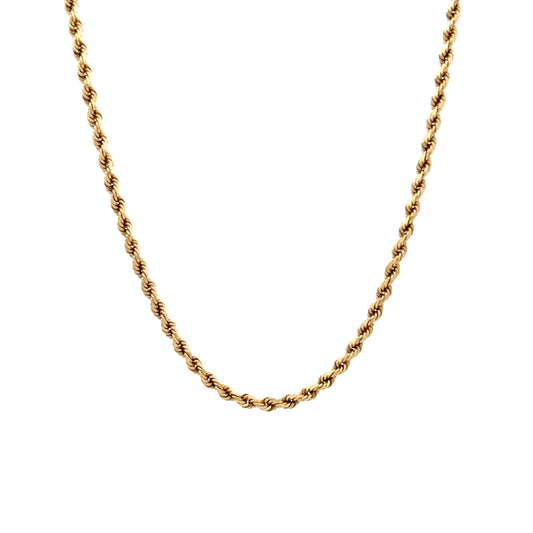 18" Unisex Rope Chain Necklace in 14k Yellow Gold