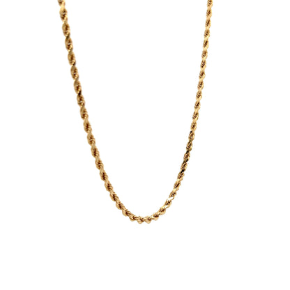 18" Unisex Rope Chain Necklace in 14k Yellow Gold