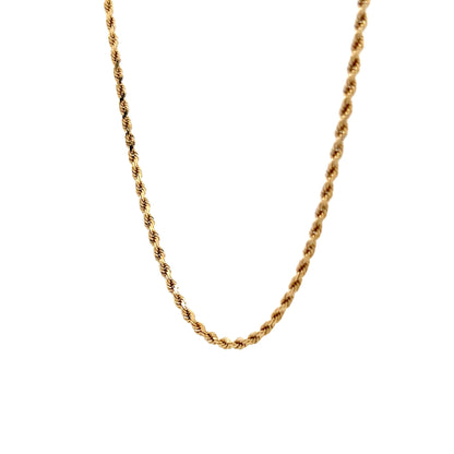 18" Unisex Rope Chain Necklace in 14k Yellow Gold