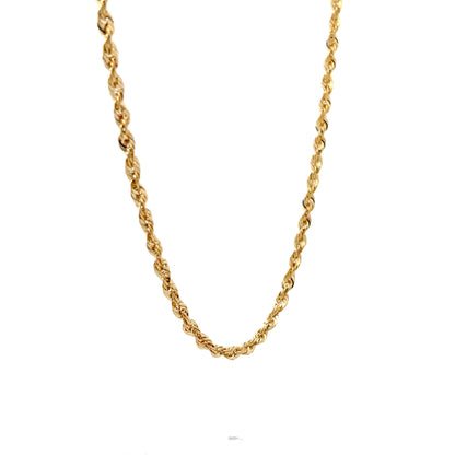 24 Inch Unisex Rope Chain Necklace in 14k Yellow Gold