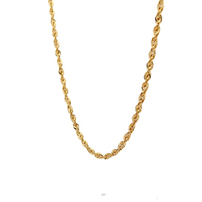 24 Inch Unisex Rope Chain Necklace in 14k Yellow Gold