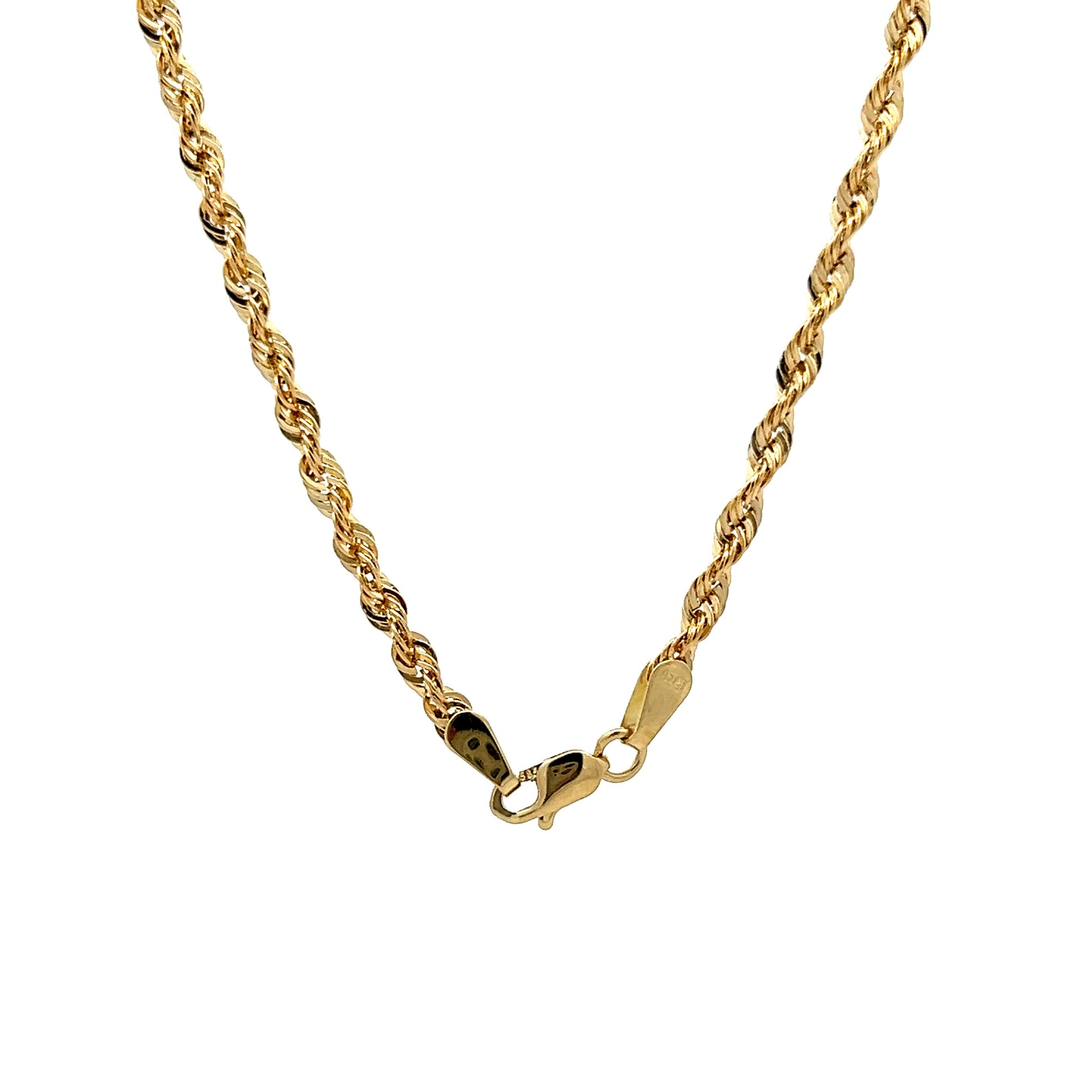 24 Inch Unisex Rope Chain Necklace in 14k Yellow Gold – Filigree