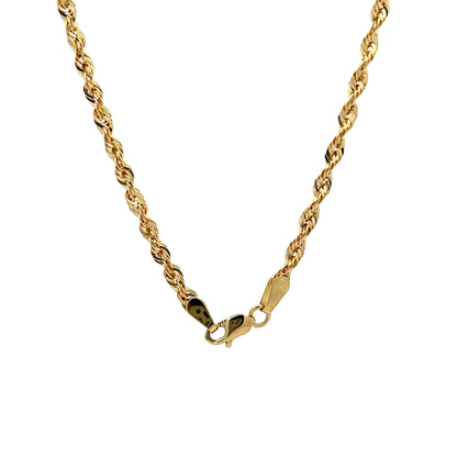 24 Inch Unisex Rope Chain Necklace in 14k Yellow Gold