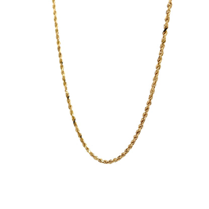 1.85mm Rope Chain Necklace in 14k Yellow Gold