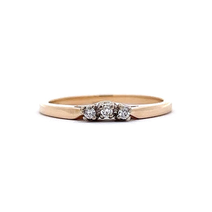 Three Stone Diamond Contoured Wedding Band in 14k Yellow & White Gold