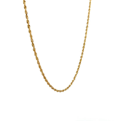 24 Inch Rope Chain Necklace in 14k Yellow Gold