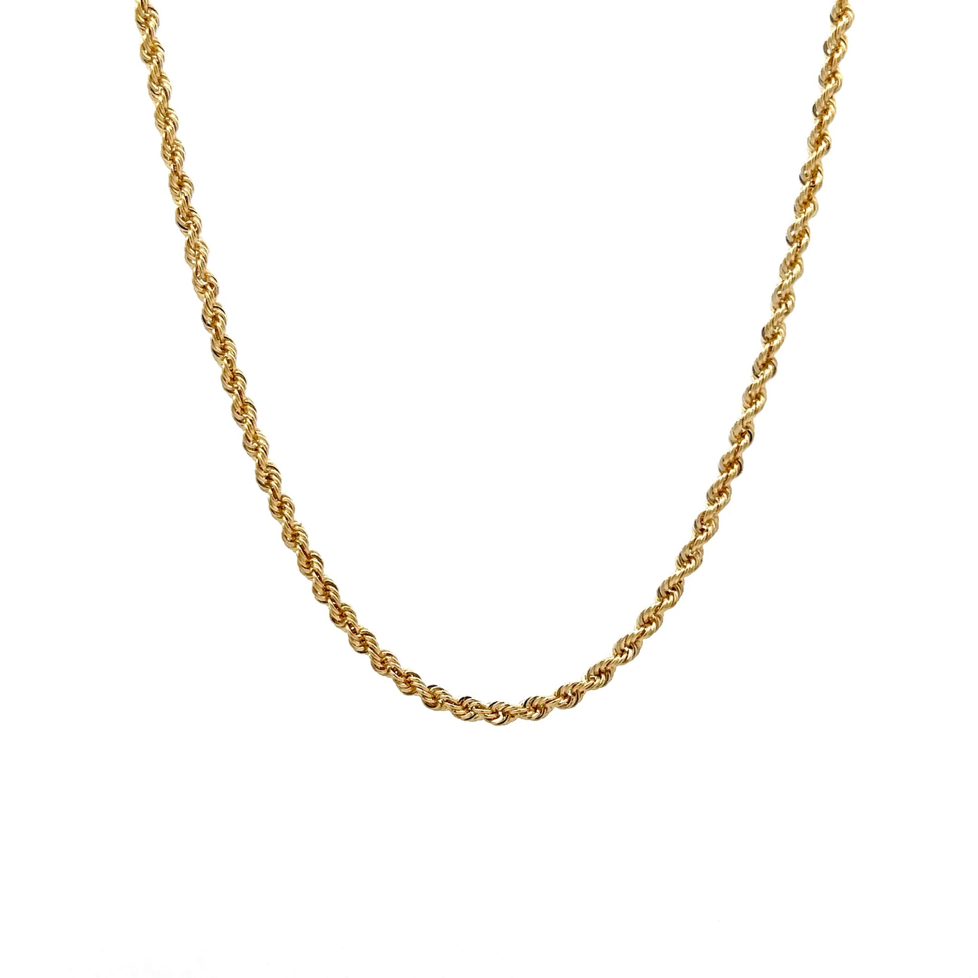 20 Inch Unisex Rope Chain Necklace in 14k Yellow Gold