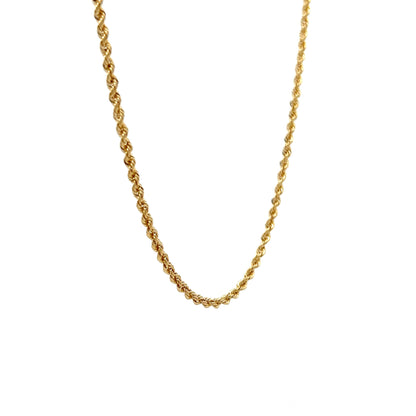 20 Inch Unisex Rope Chain Necklace in 14k Yellow Gold