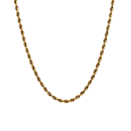 26 Inch Unisex Rope Chain in 14k Yellow Gold