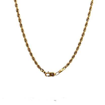 26 Inch Unisex Rope Chain in 14k Yellow Gold