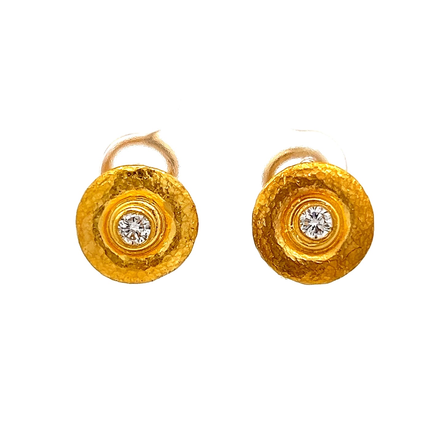 .56 Gurhan & Co Bezel Diamond Stud Earrings in 24k Yellow Gold