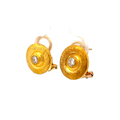 .56 Gurhan & Co Bezel Diamond Stud Earrings in 24k Yellow Gold