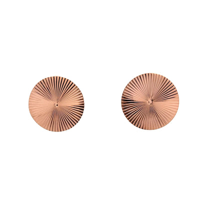 Vintage Retro Textured Disk Stud Earrings in Rose Gold