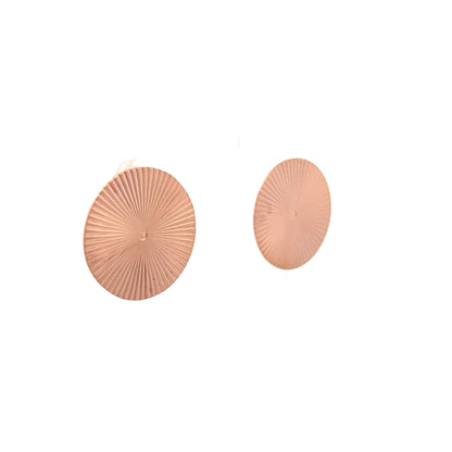 Vintage Retro Textured Disk Stud Earrings in Rose Gold