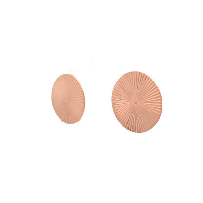 Vintage Retro Textured Disk Stud Earrings in Rose Gold