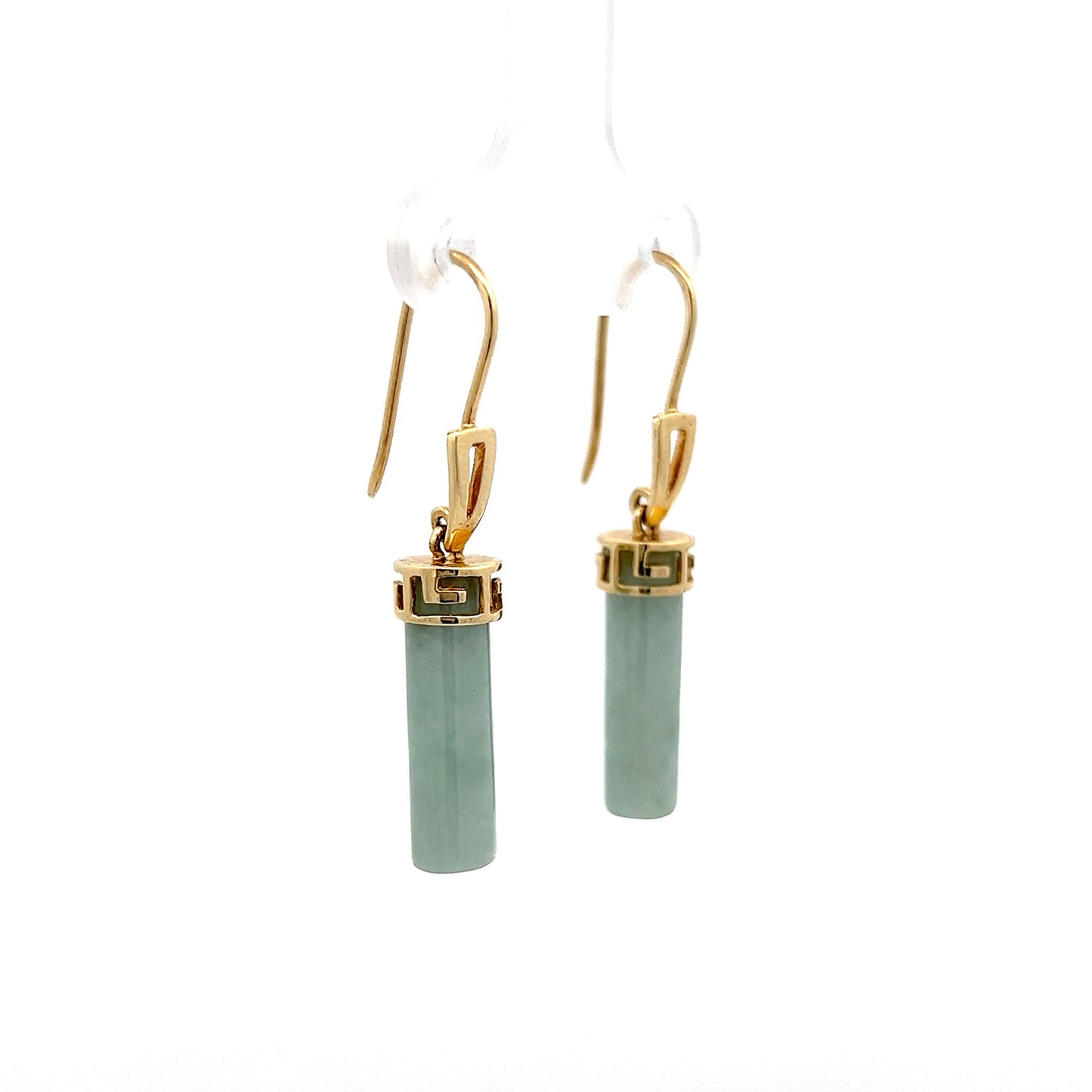 Cabochon Nephrite Drop Earrings in 14k