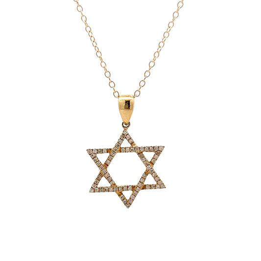 .34 Diamond Star of David Pendant in 14k Yellow Gold