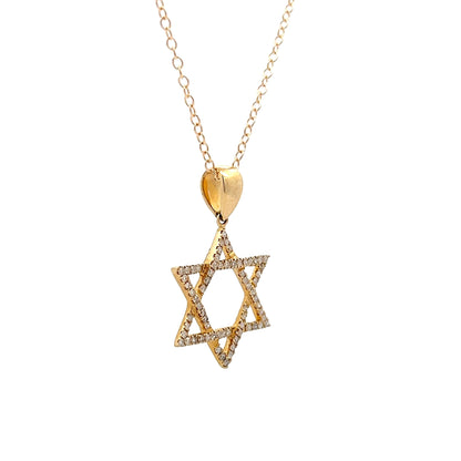 .34 Diamond Star of David Pendant in 14k Yellow Gold