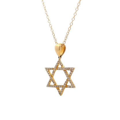 .34 Diamond Star of David Pendant in 14k Yellow Gold