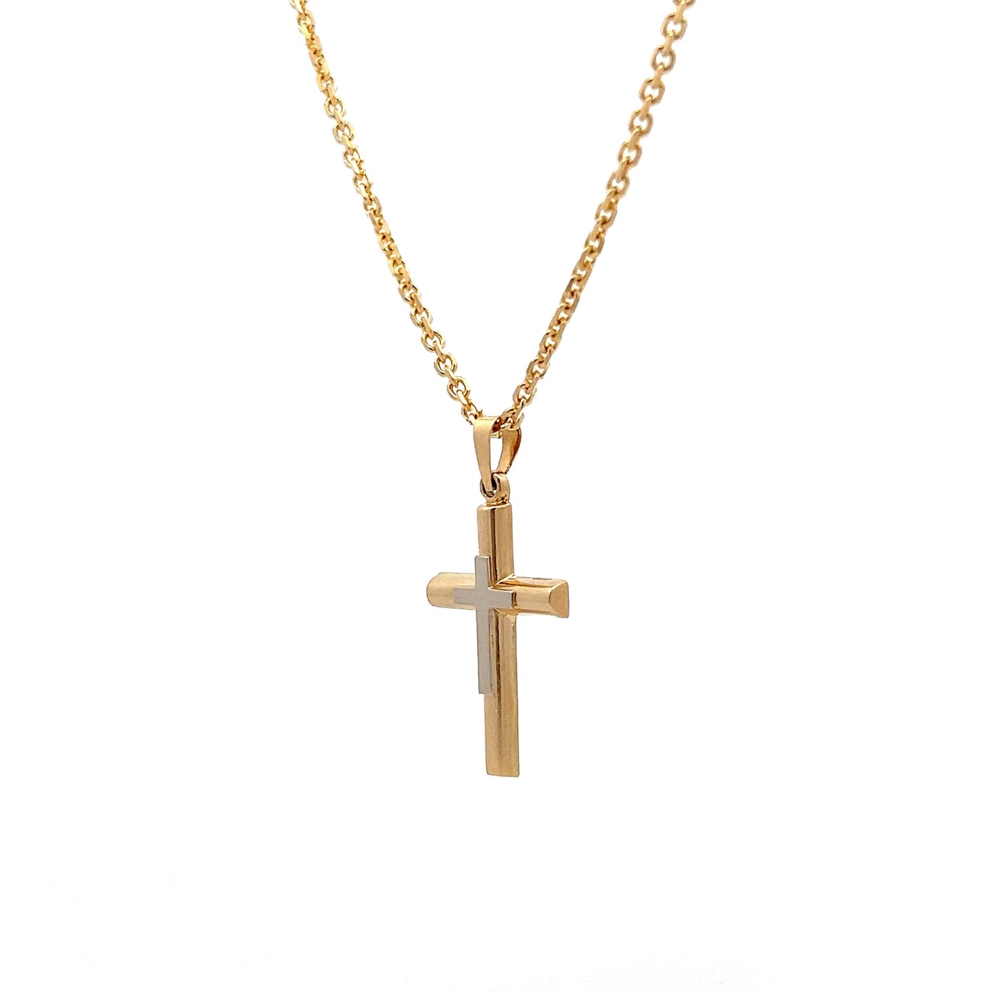 18 Inch Cross Pendant Necklace in 14k Gold