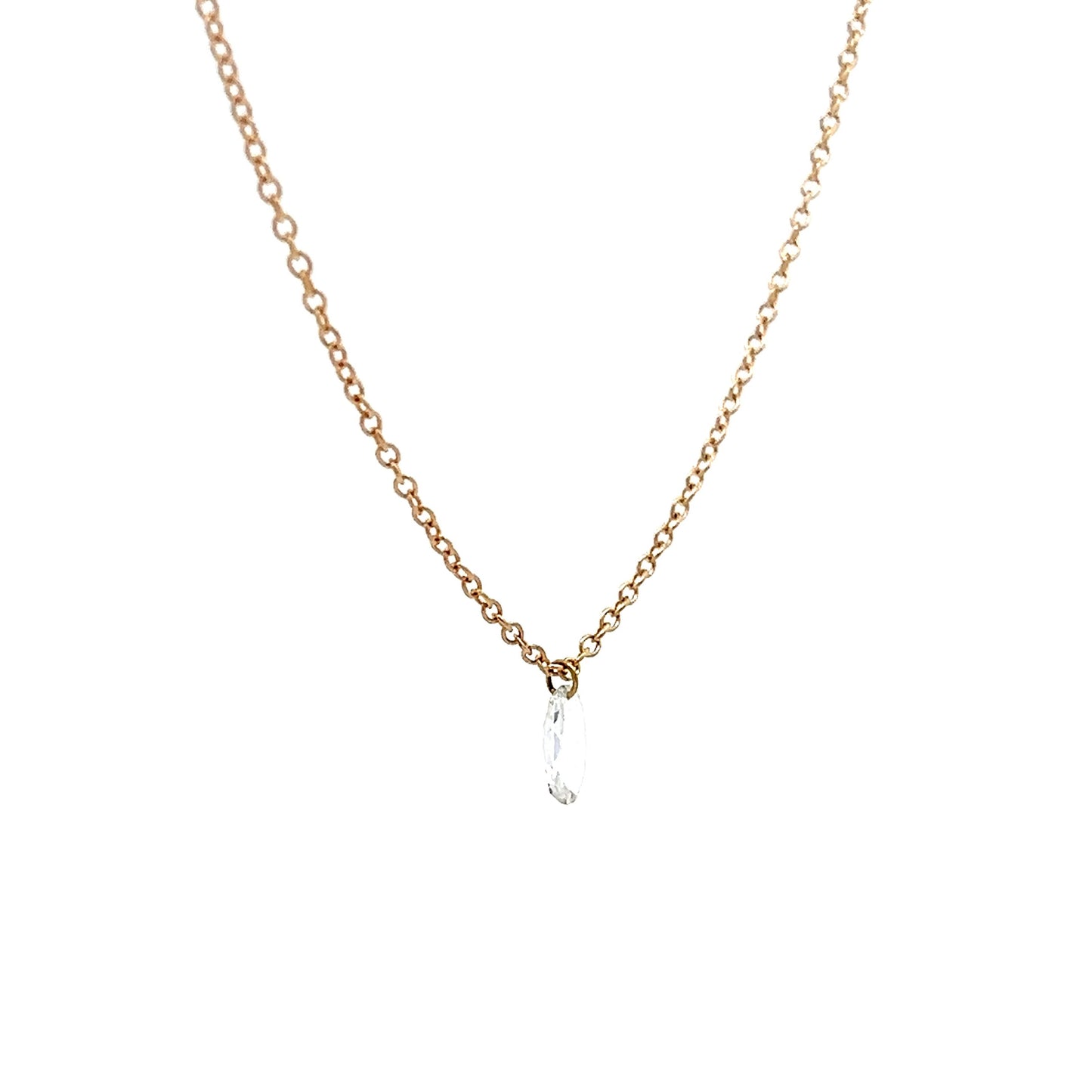 .24 Rose Cut Diamond Necklace in 14k Yellow Gold