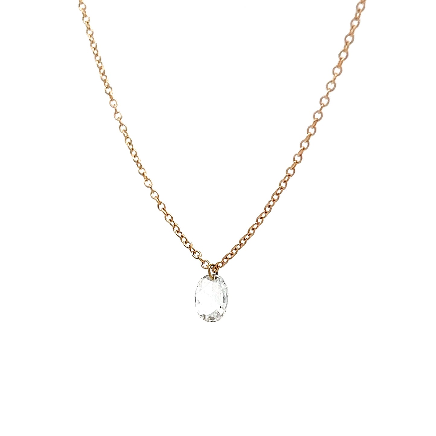 .24 Rose Cut Diamond Necklace in 14k Yellow Gold