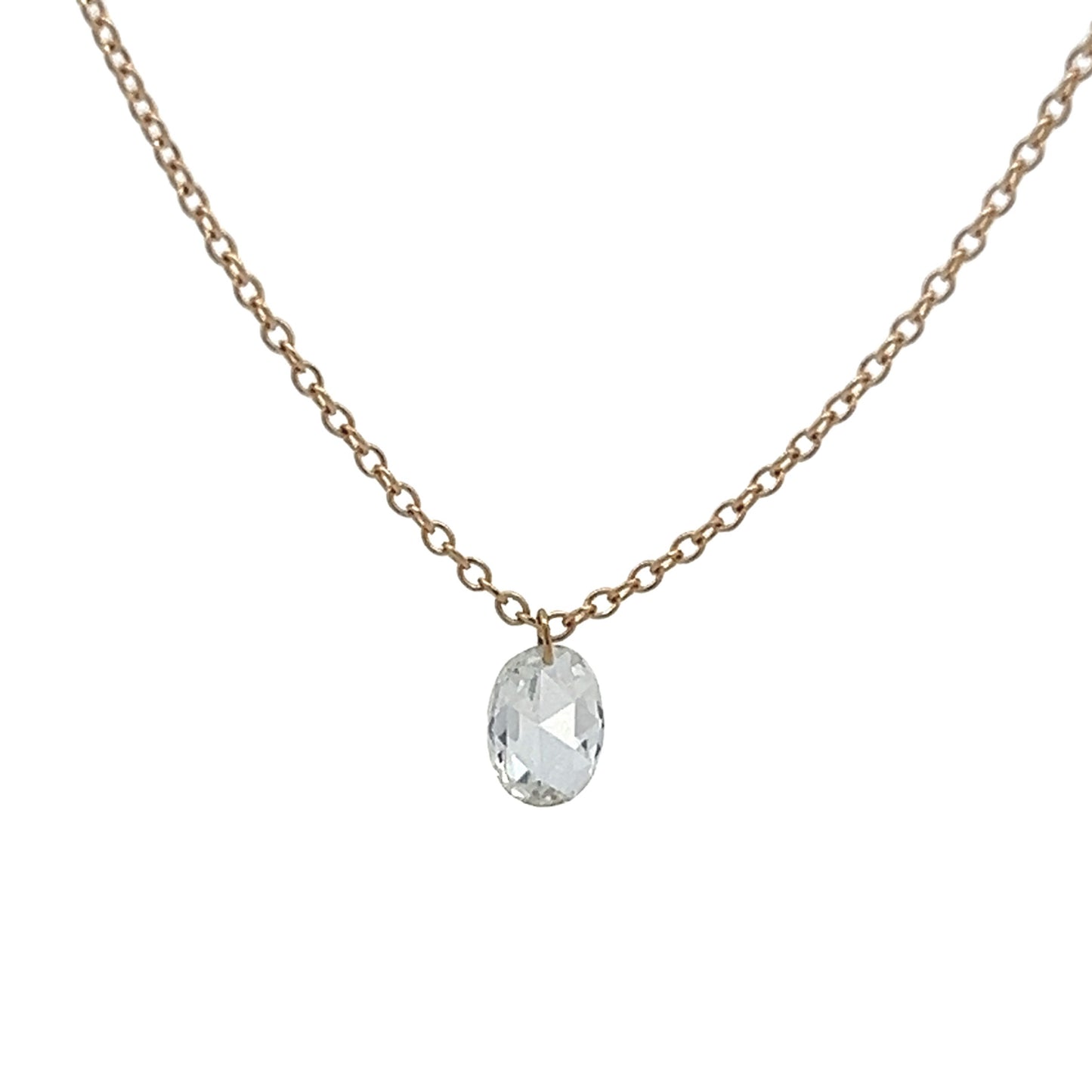 .24 Rose Cut Diamond Necklace in 14k Yellow Gold