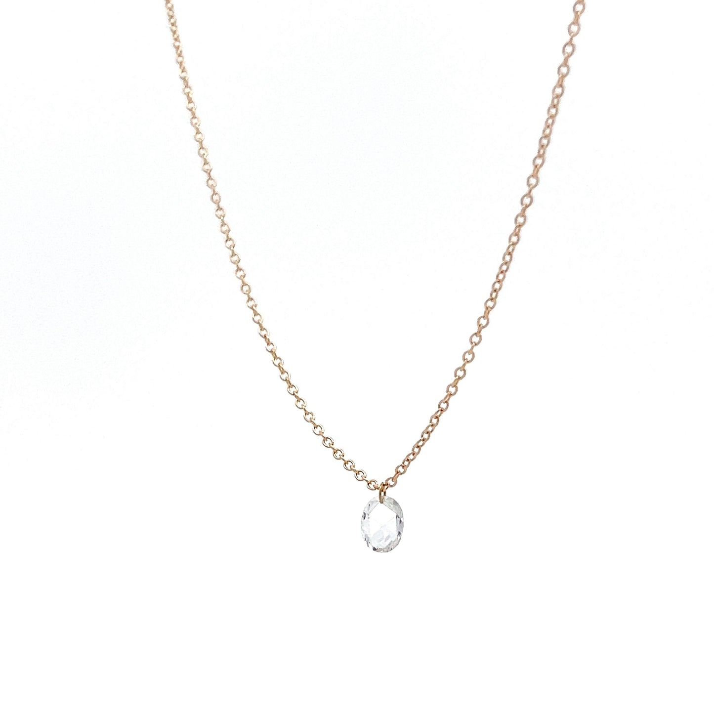 .21 Oval Rose Cut Diamond Pendant Necklace in 14k