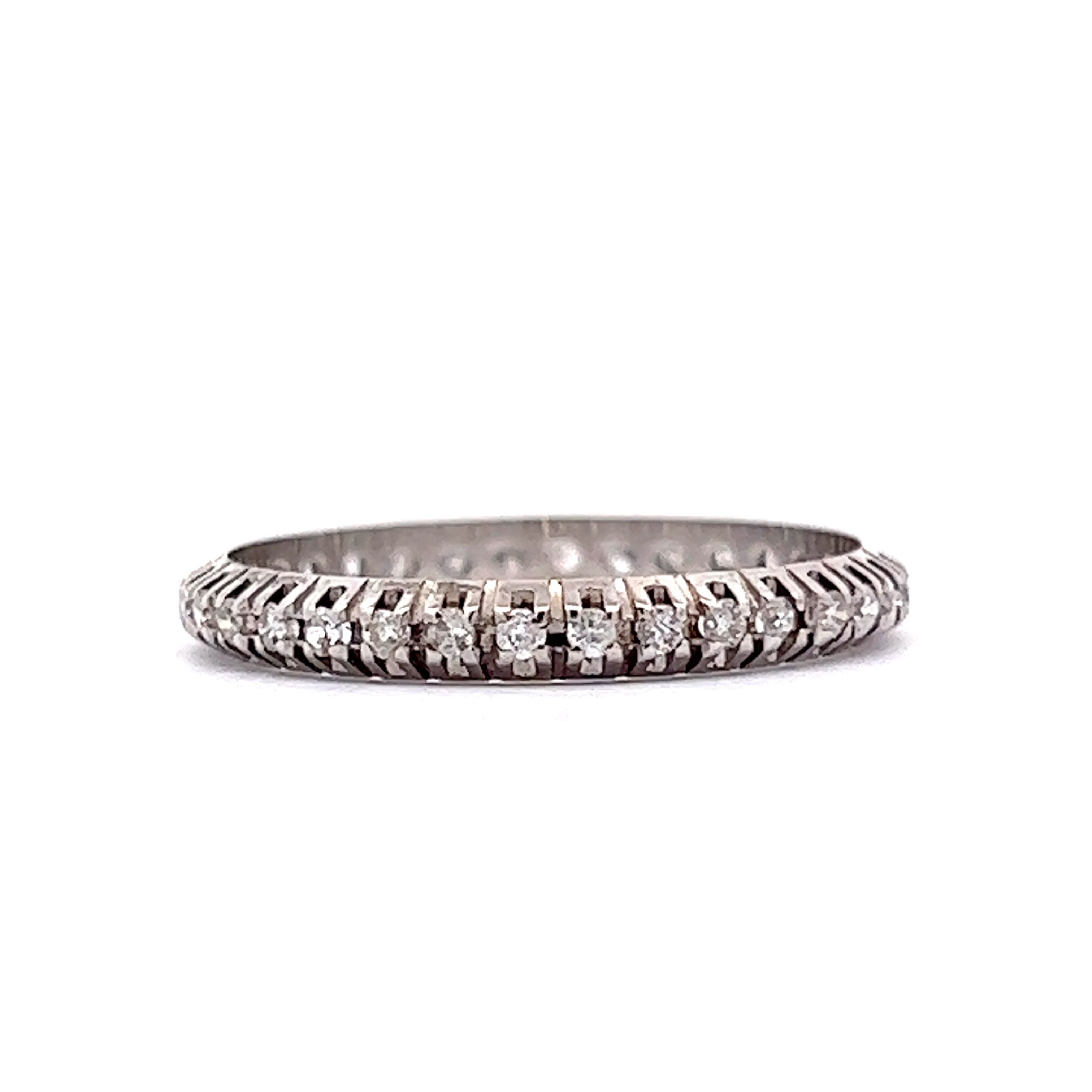 Modern .34 Diamond Eternity Wedding Band in 18k White Gold