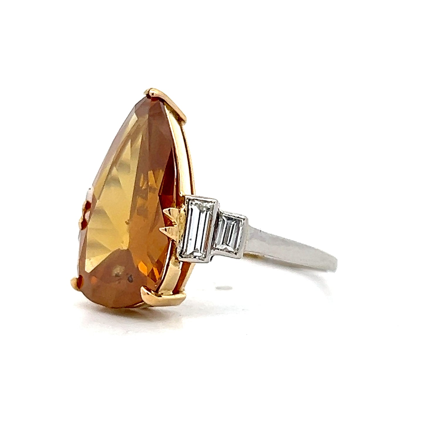 4.78 Pear Cut Brown Diamond in Yellow Gold & Platinum