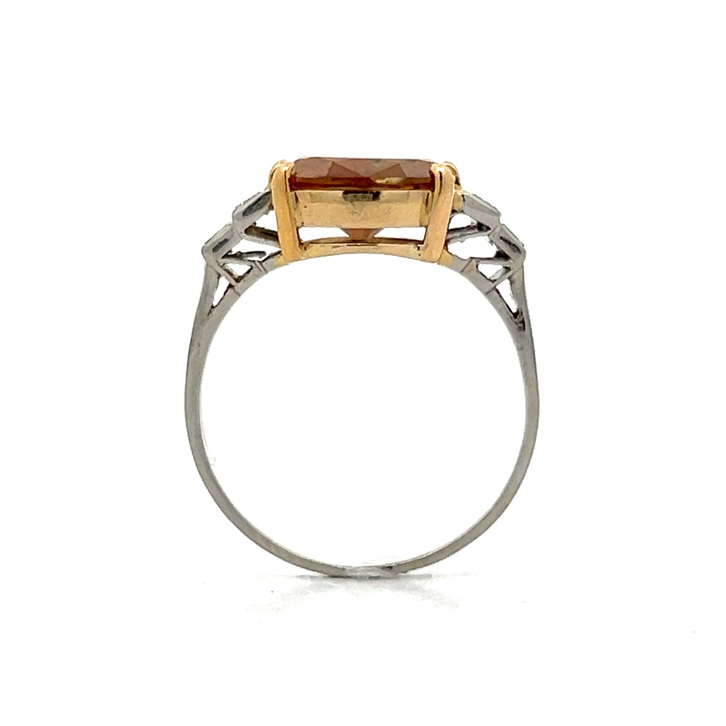 4.78 Pear Cut Brown Diamond in Yellow Gold & Platinum