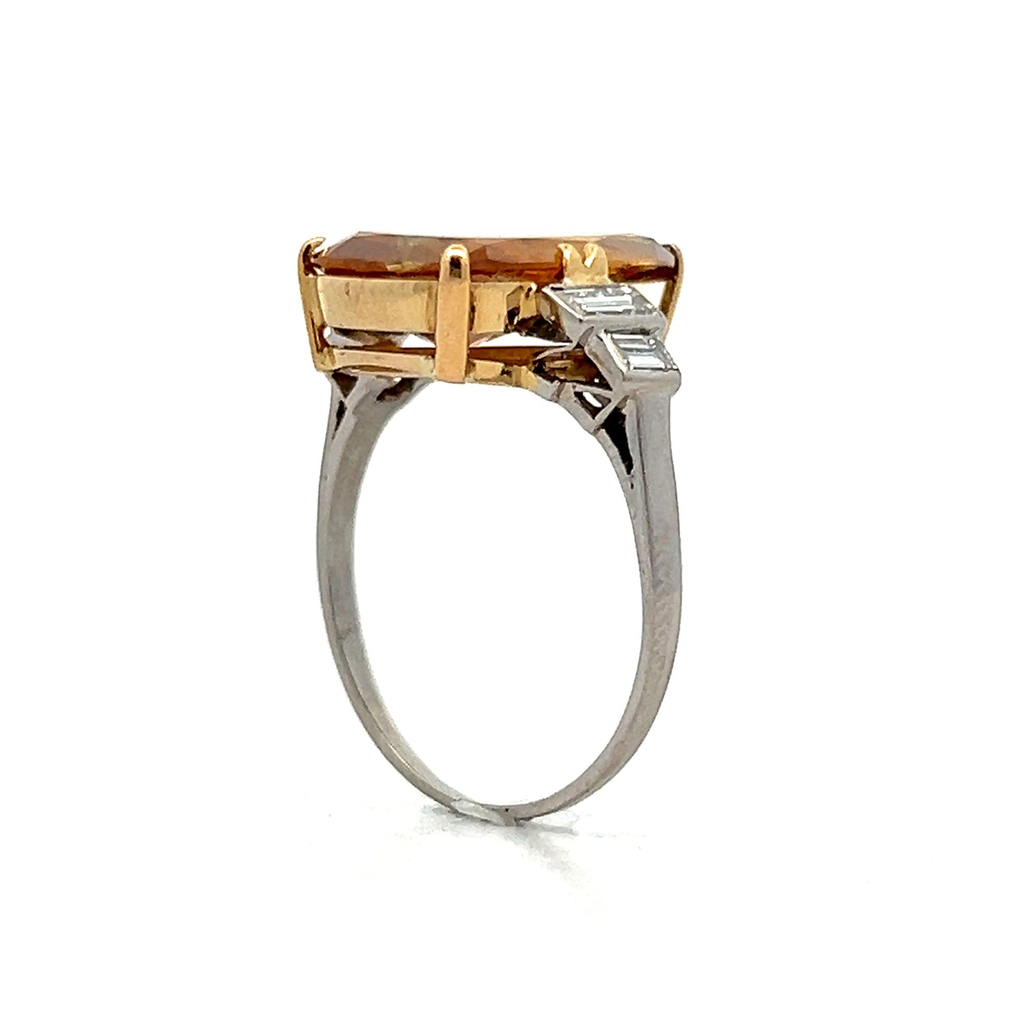 4.78 Pear Cut Brown Diamond in Yellow Gold & Platinum