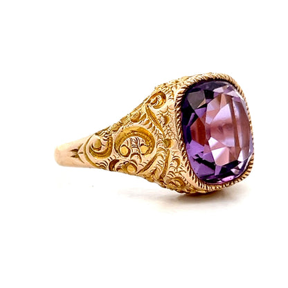 4.18 Vintage Victorian Amethyst Cocktail Ring in 14k